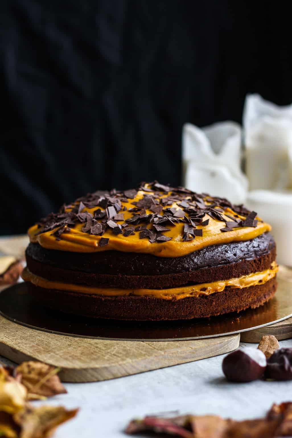 Herbstlicher Schokokuchen mit Kürbiscreme - Veggie Jam